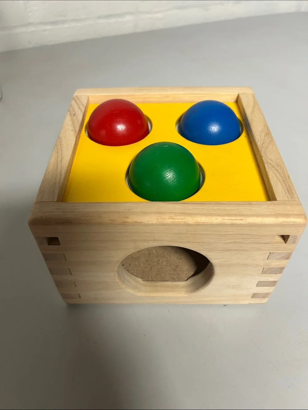 Plan Toys punch & drop natural wood mallet and ball  toy